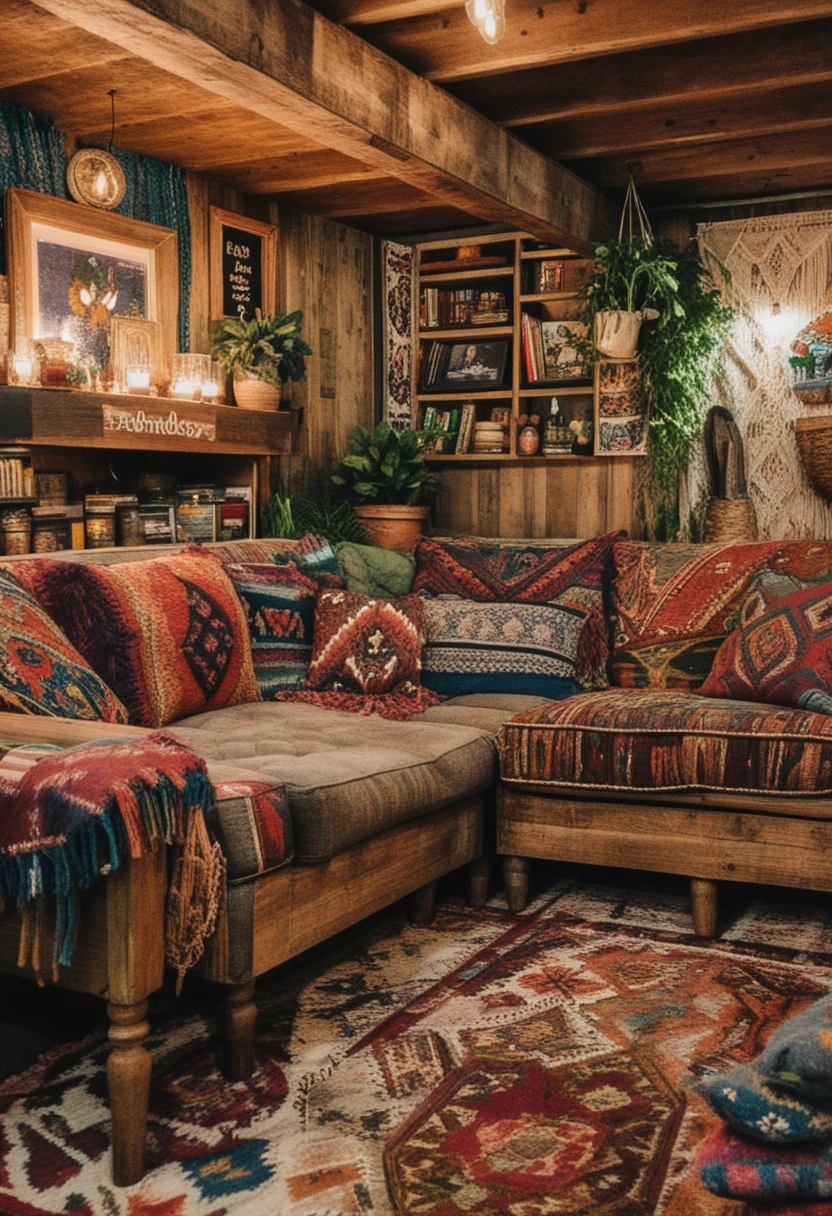 Bohemian Basement Family Room
