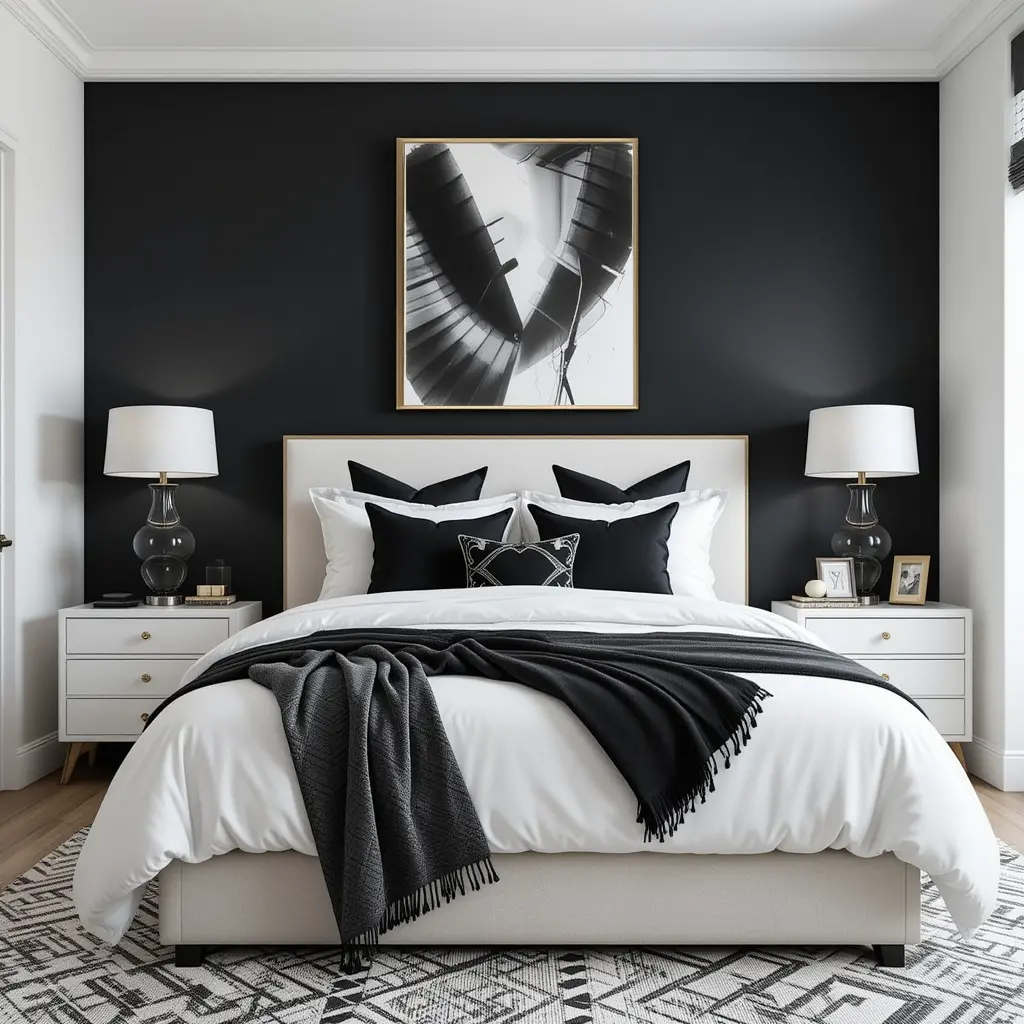 Classic Monochrome Preppy Bedroom