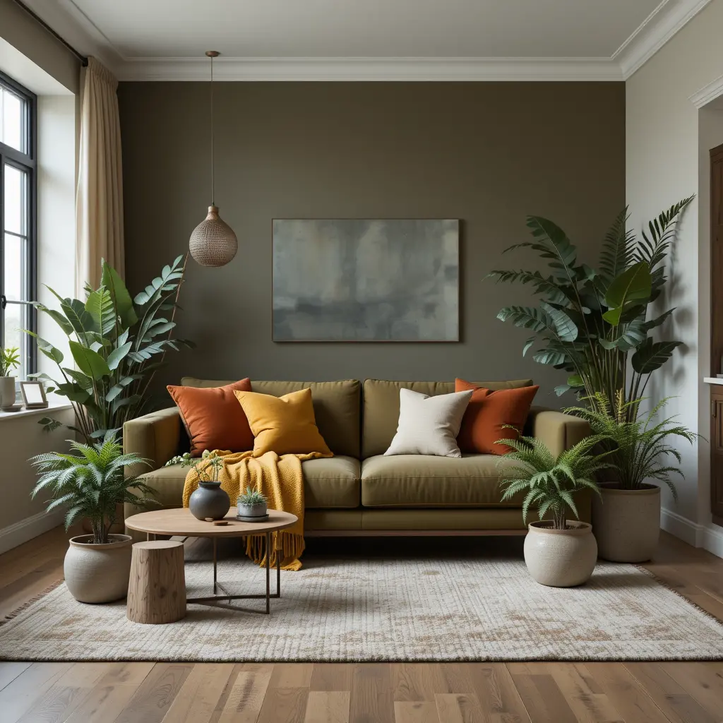 Comforting Earthy Tones with Greenery