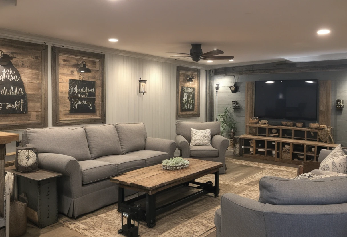 Industrial Farmhouse Family Room
