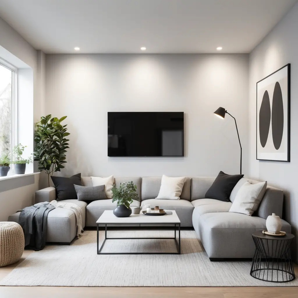 Minimalist Basement Family Room