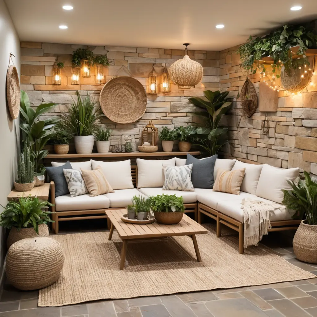 Outdoor-Inspired Basement Family Room
