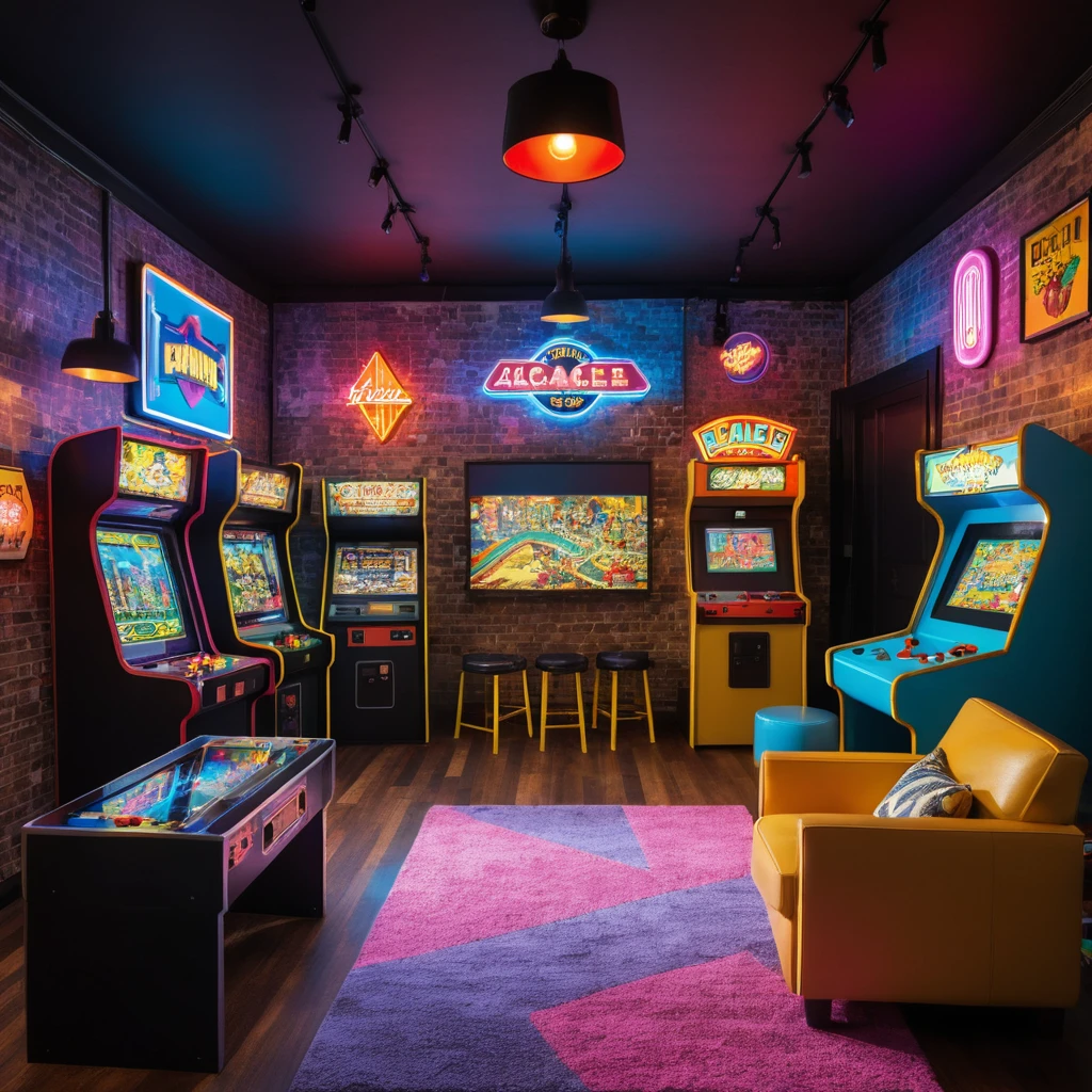 Retro Gaming Basement Family Room
