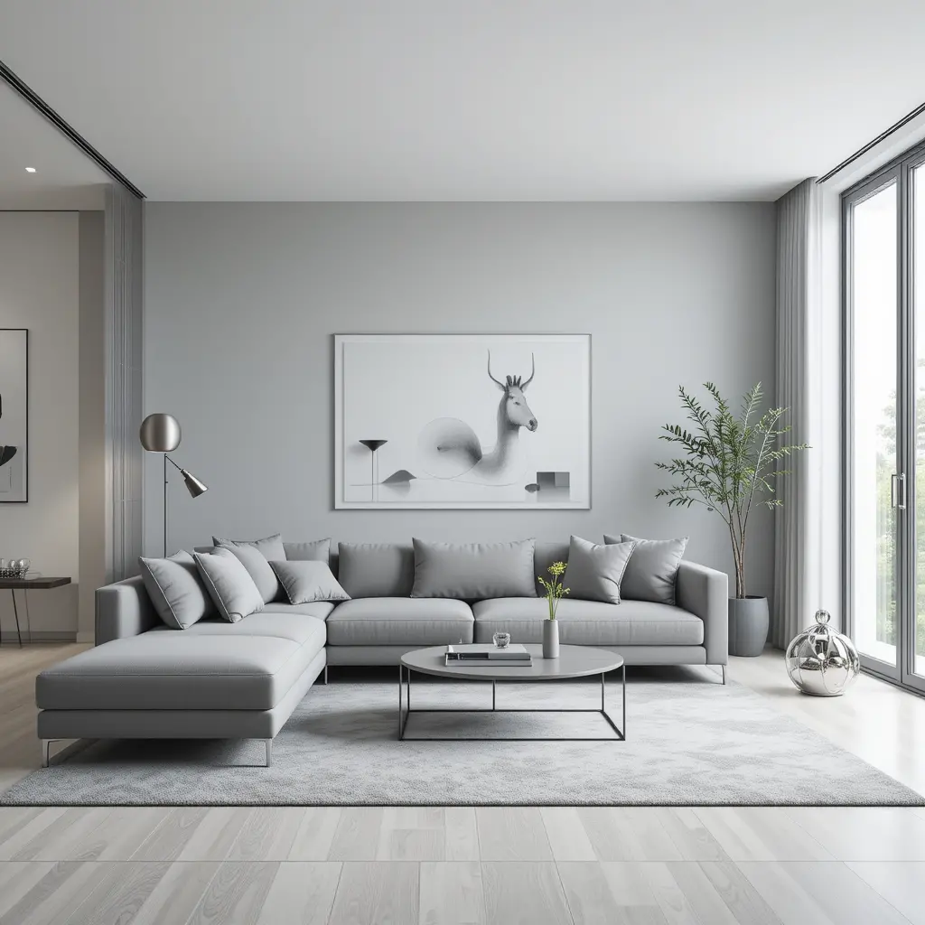 Sleek and Minimalistic Grey Living Room