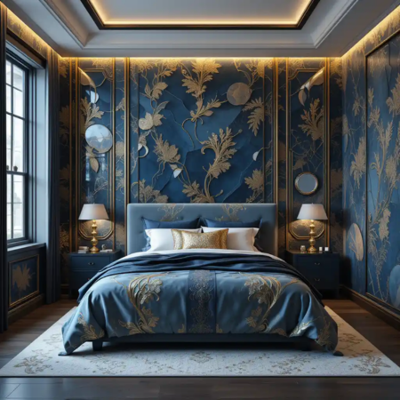 47 Cozy Blue and Gold Bedroom Ideas