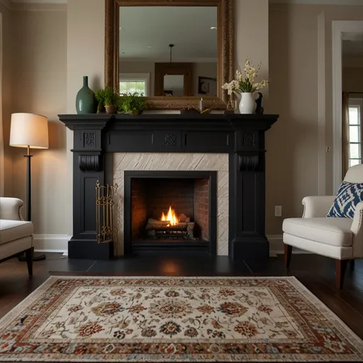 Accent Rugs Beneath the Mantle