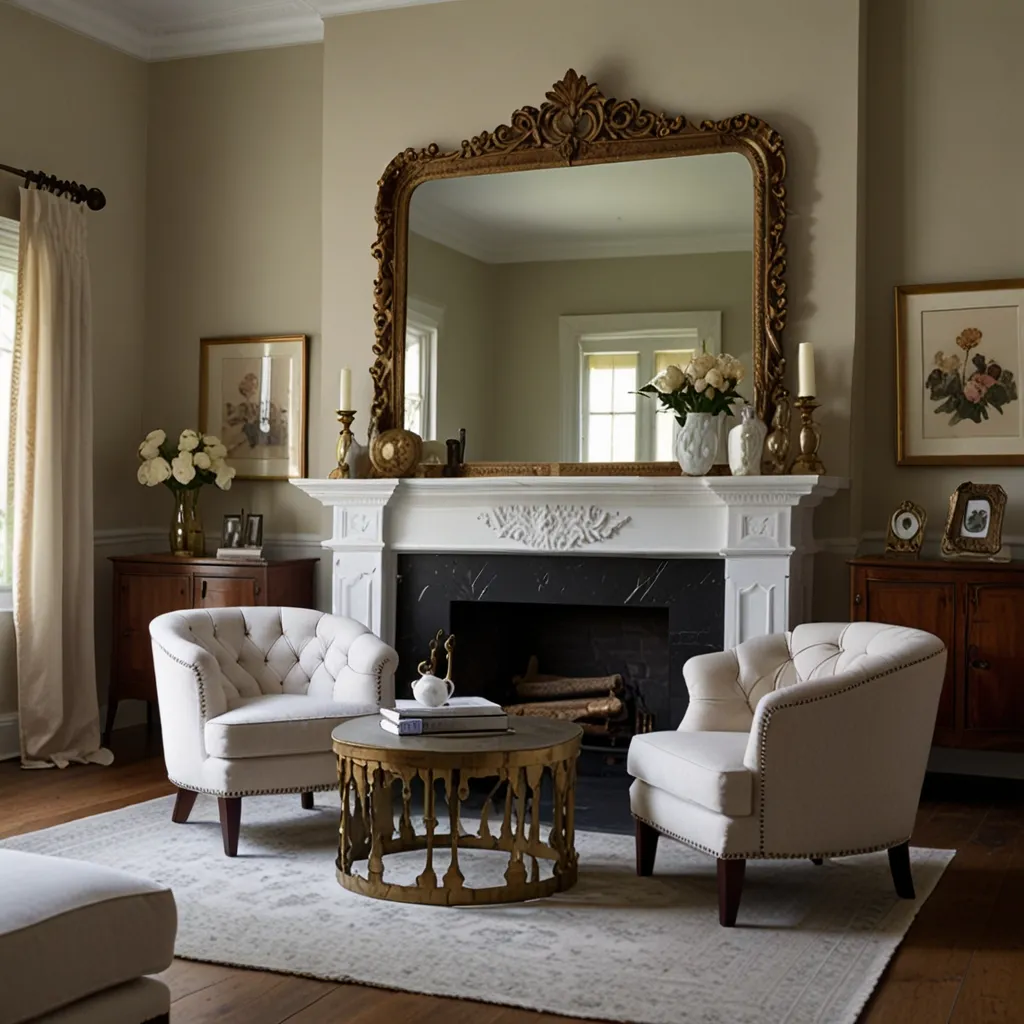 Antique Mirror Above the Mantle