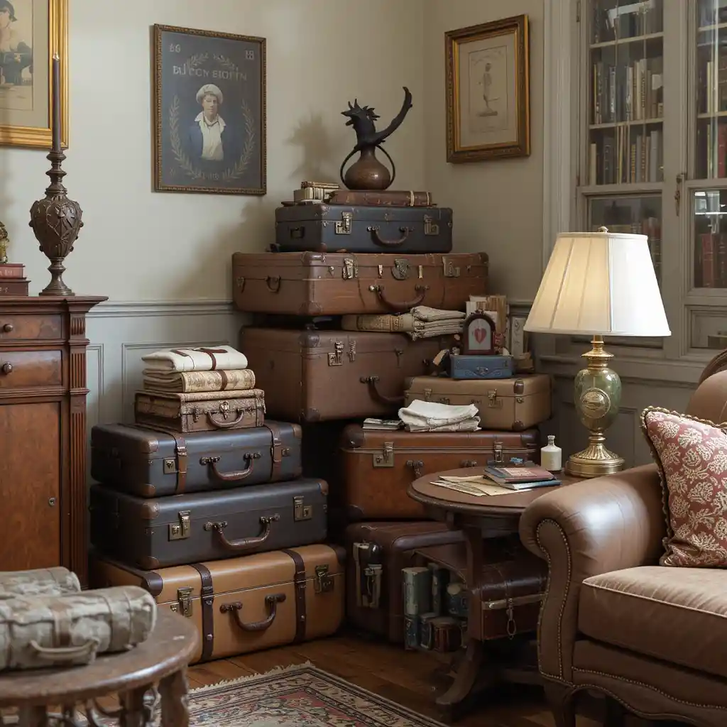 Antique Suitcases as Decorative Accents
