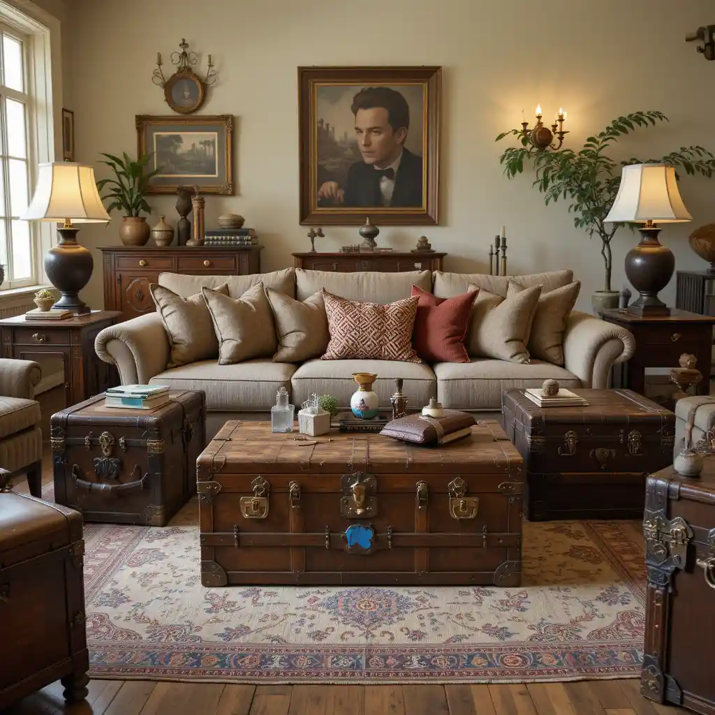 Antique Trunks as Storage and Decor