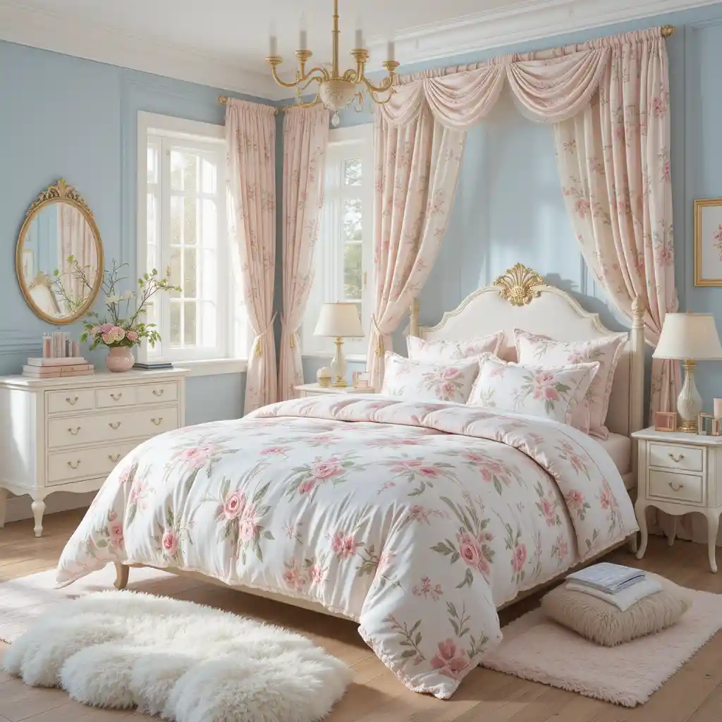 Baby Blue and Pink Floral