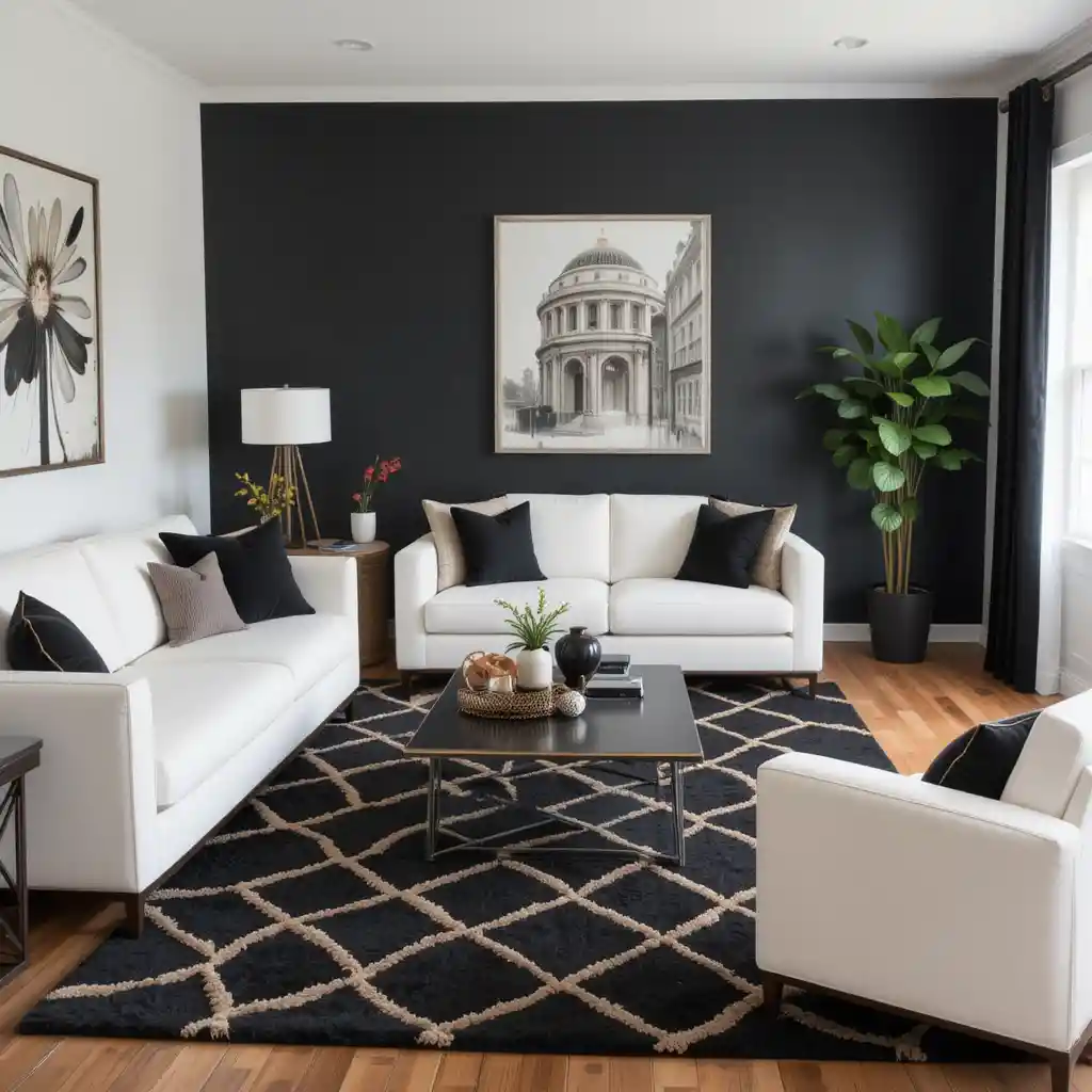 Black and Brown Geometric Rug