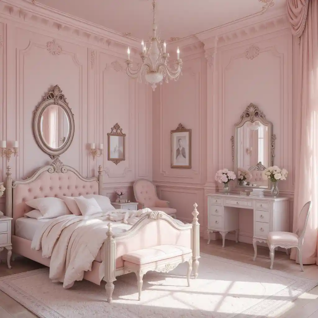 Blush Pink and Antique Furniture