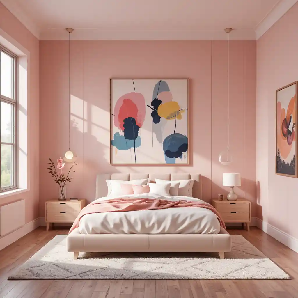 Blush Pink with Modern Art