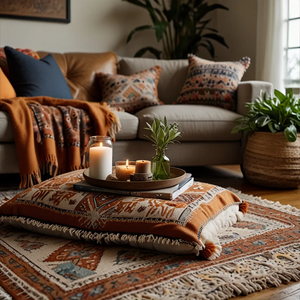 Boho Chic Comfort with Layered Textiles