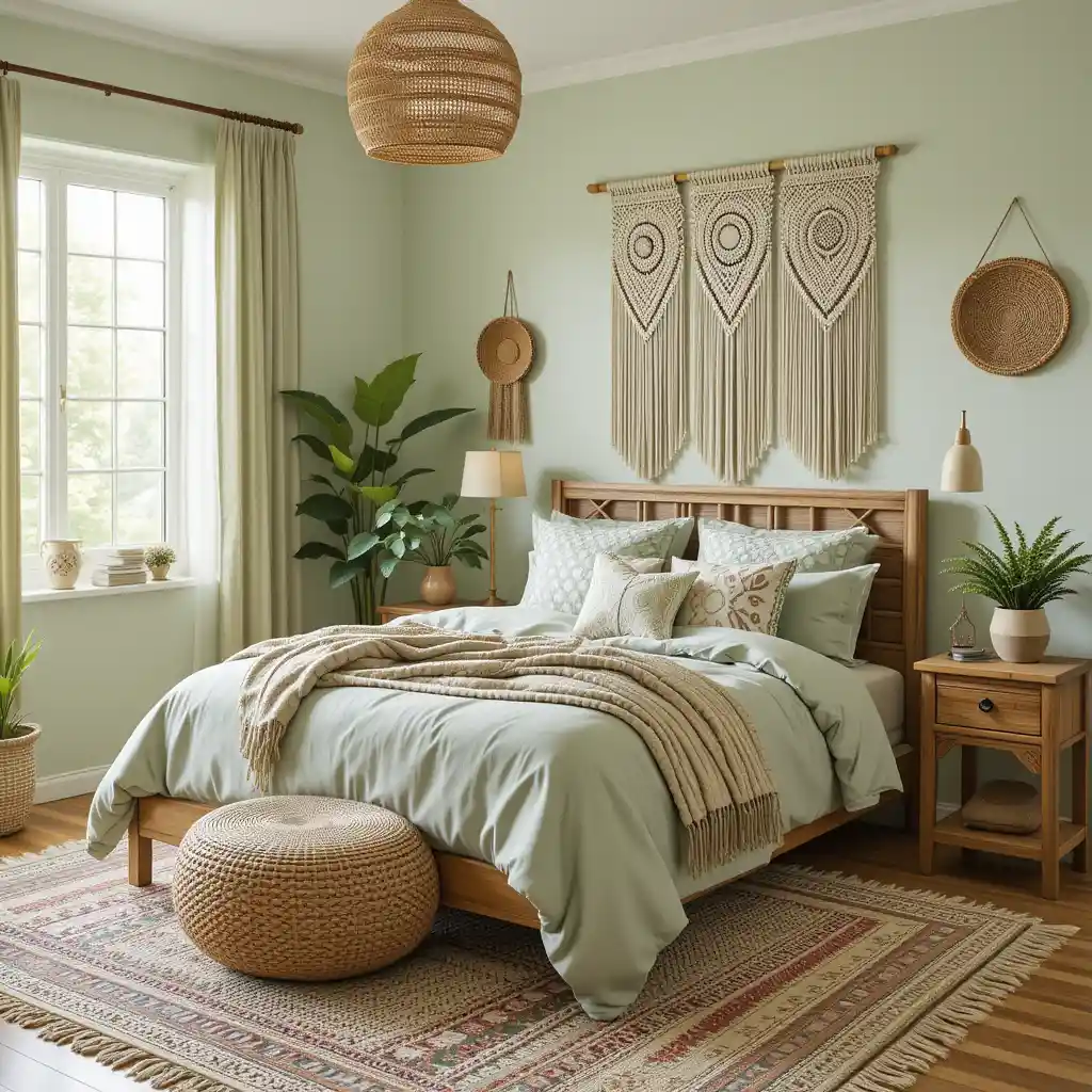 Boho Chic Sage Green Bedroom