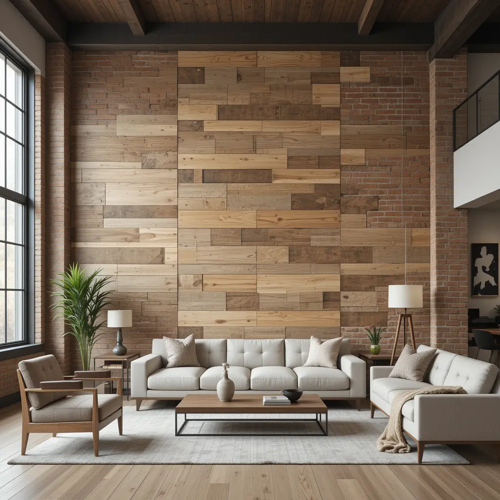 Brick and Wood Accent Wall