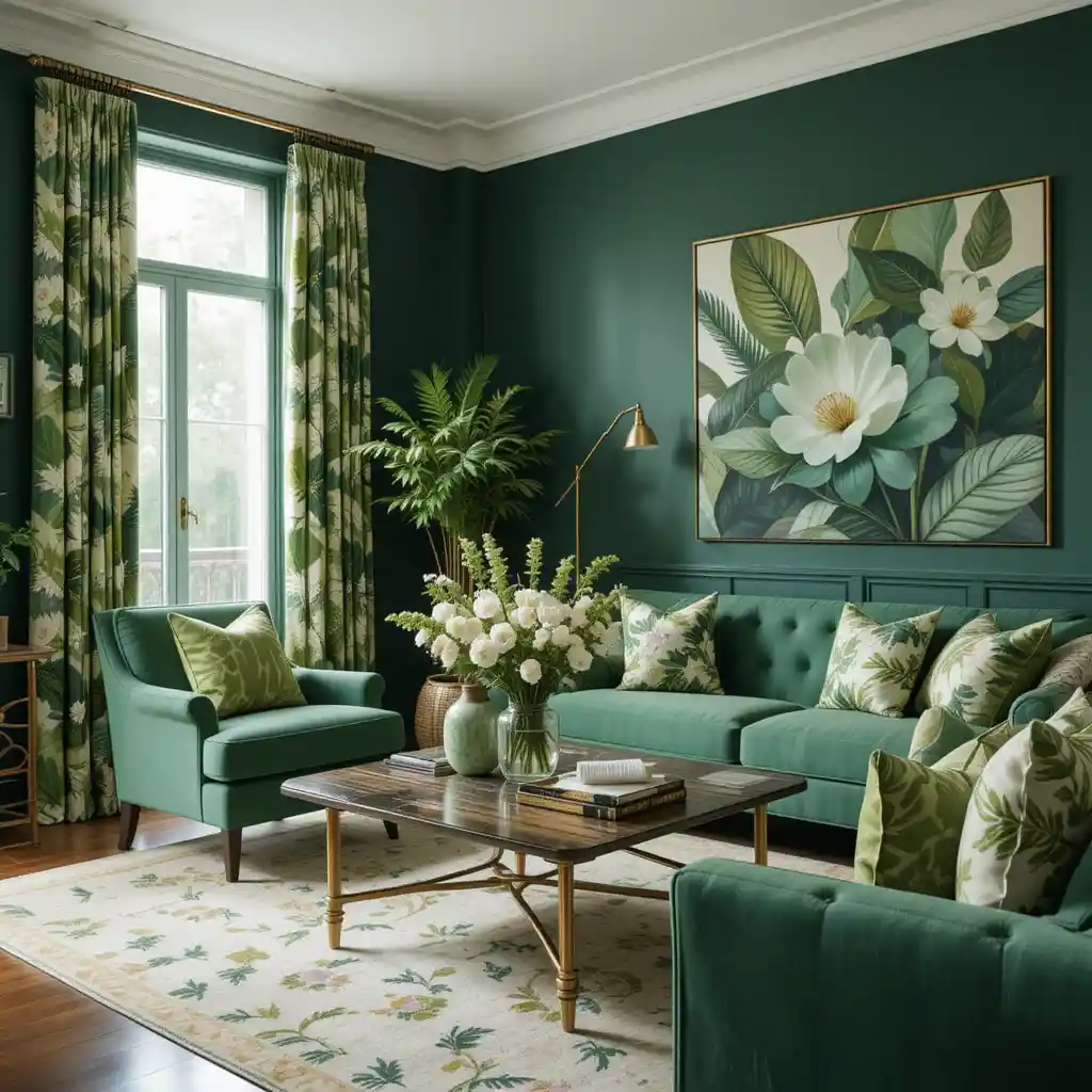 Bright Green and White Floral Prints