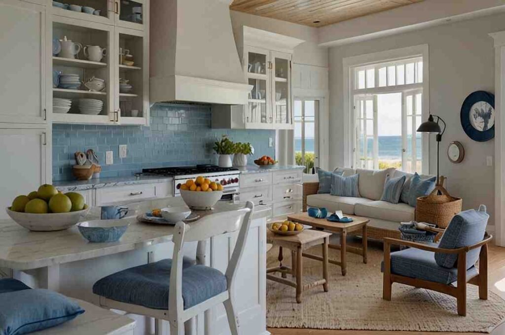 Bright White Walls with Soft Blue Accents