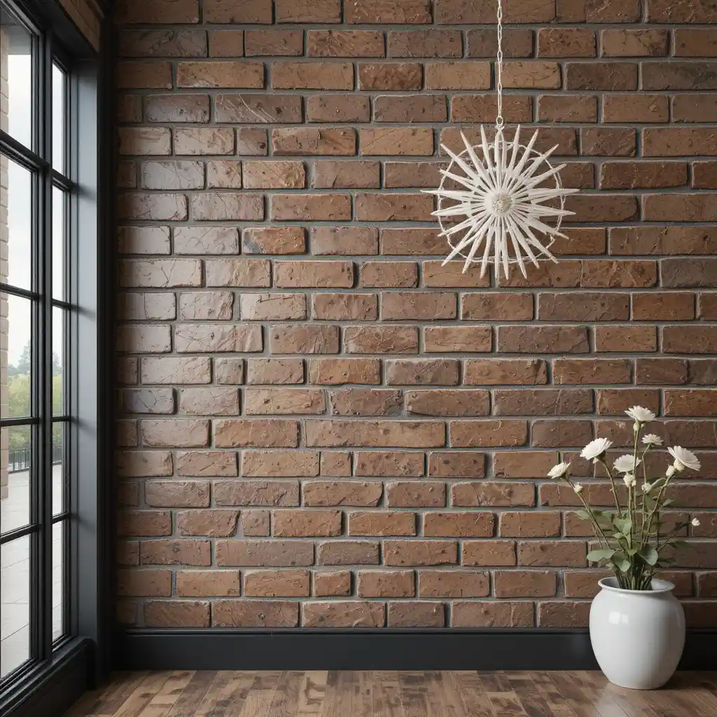 Brown Brick Wall with Black Trim