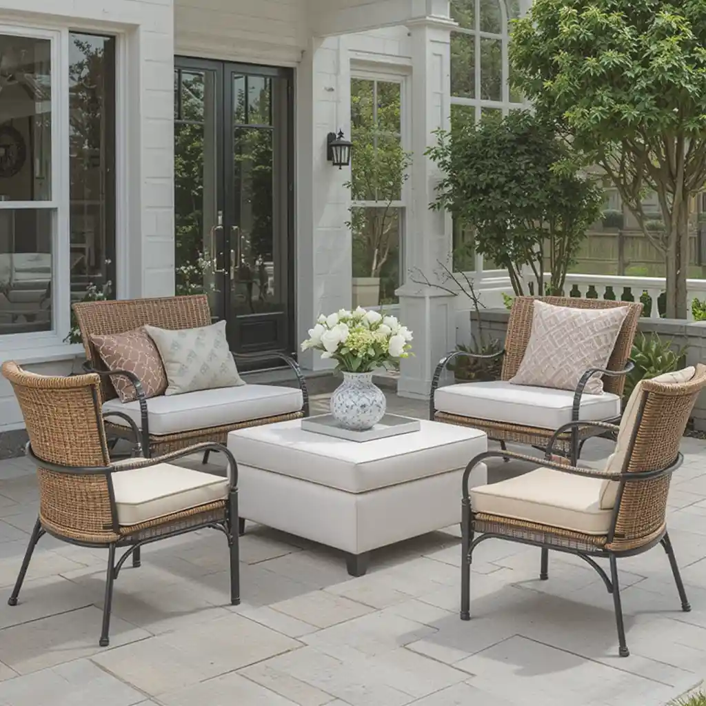 Brown Wicker Furniture with Black Frames