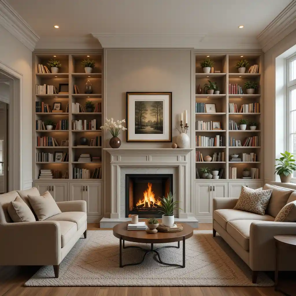 Built-In Bookshelf Fireplace