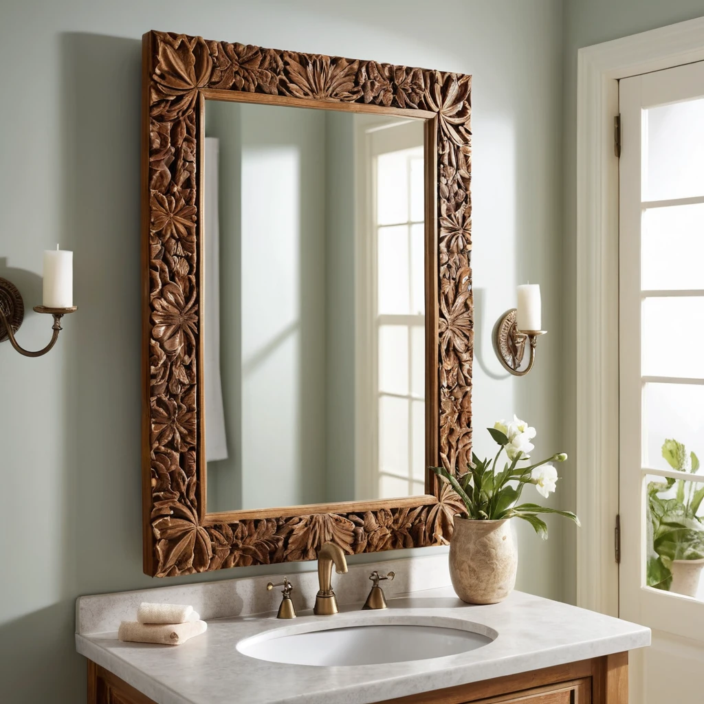 Carved Wooden Frame Mirror