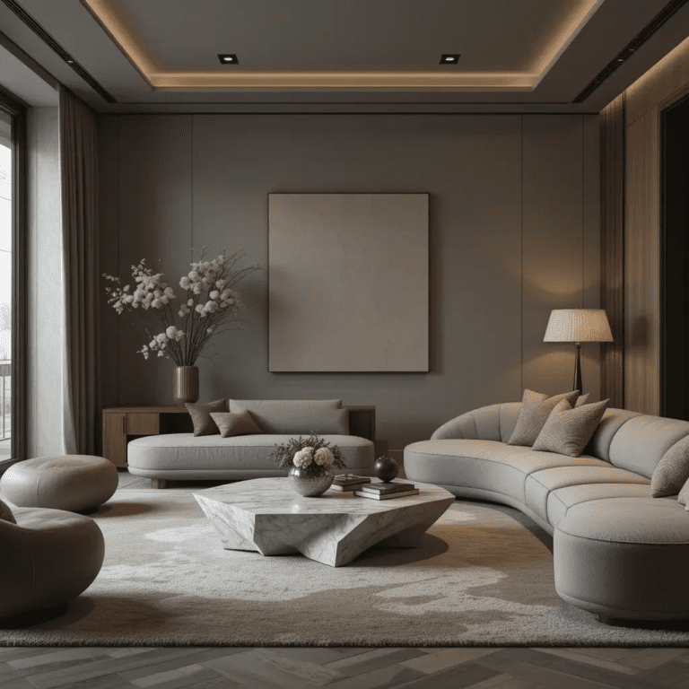 Chic Moody Neutral Living Room Ideas