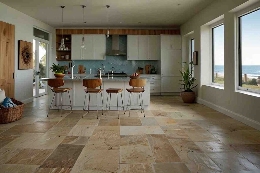 Coastal-Inspired Stone Flooring