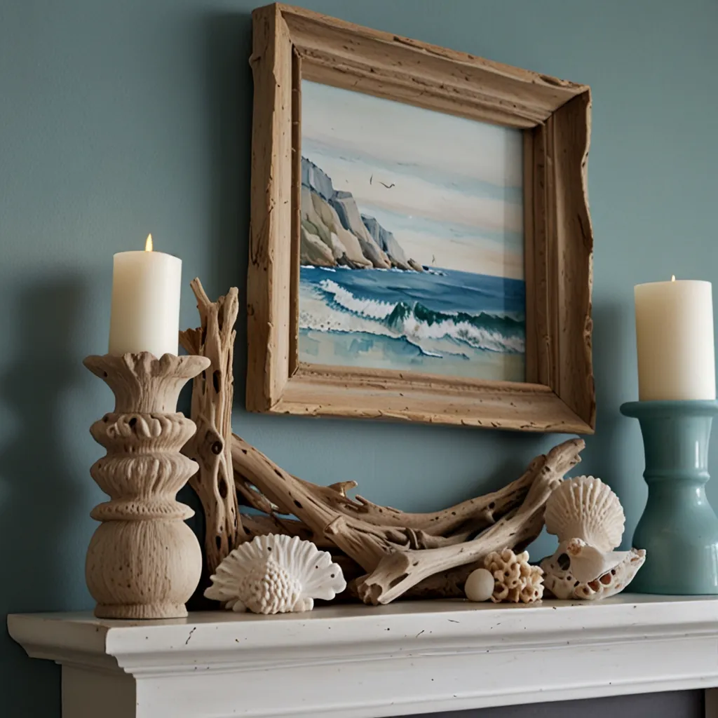 Coastal-Themed Mantle with Driftwood