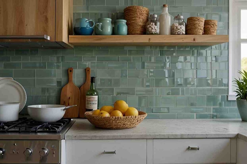 Coastal-inspired Subway Tile with White Grout