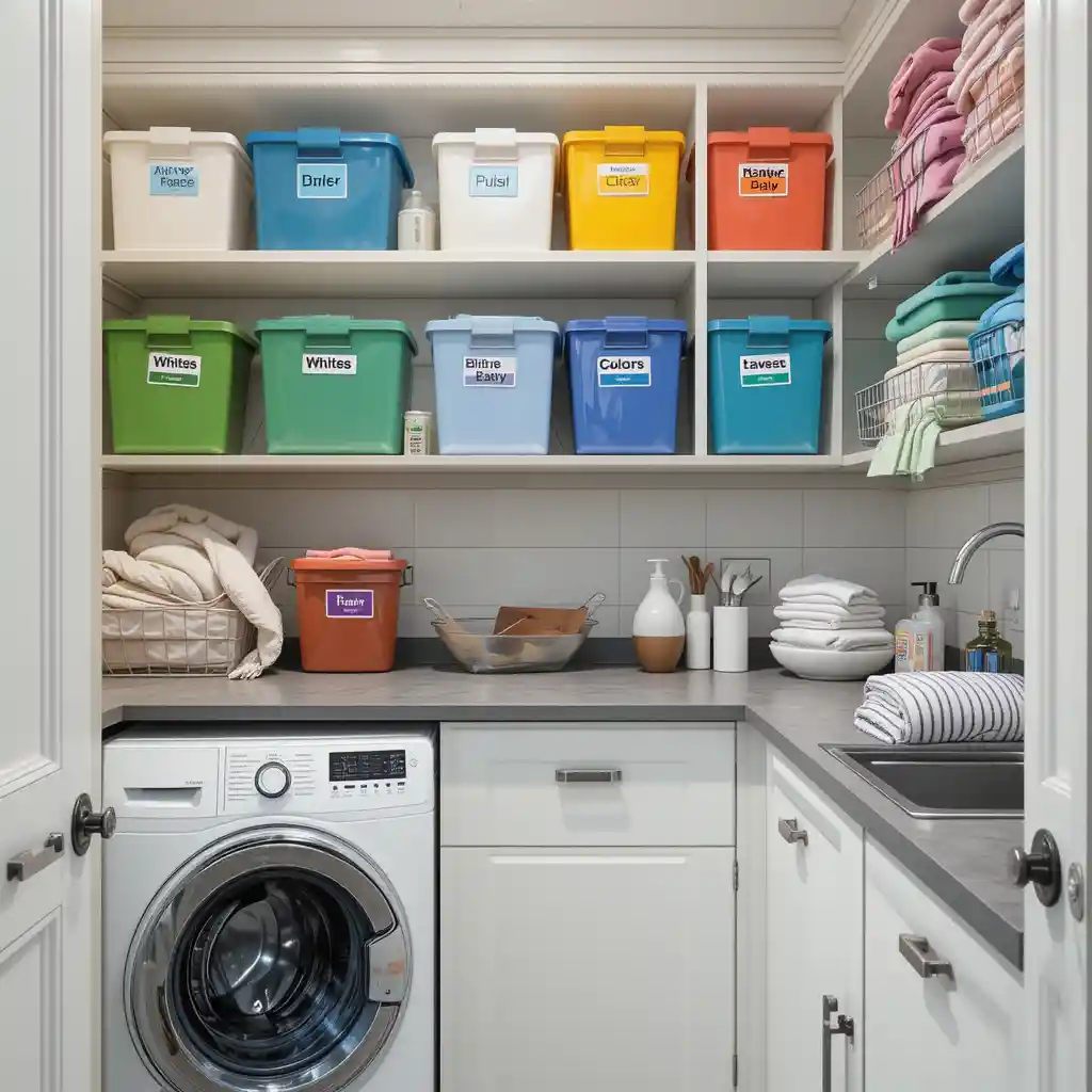 Color-Coded Laundry Bins