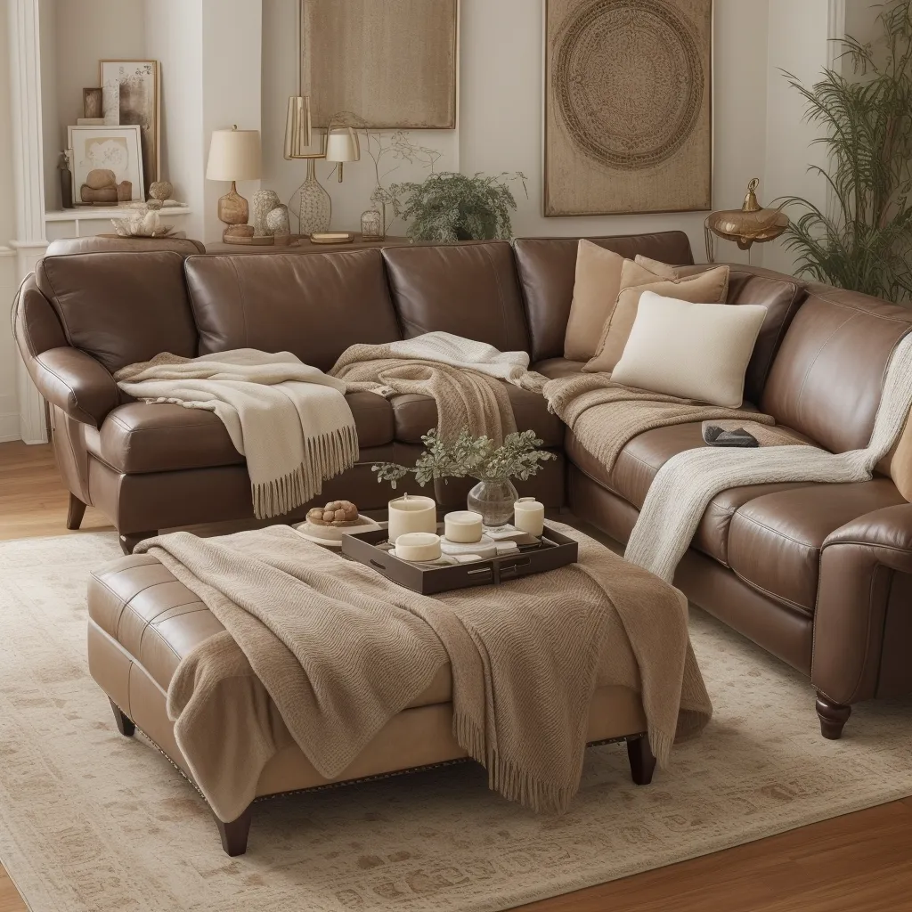 Cozy Atmosphere with Neutral Leather Upholstery