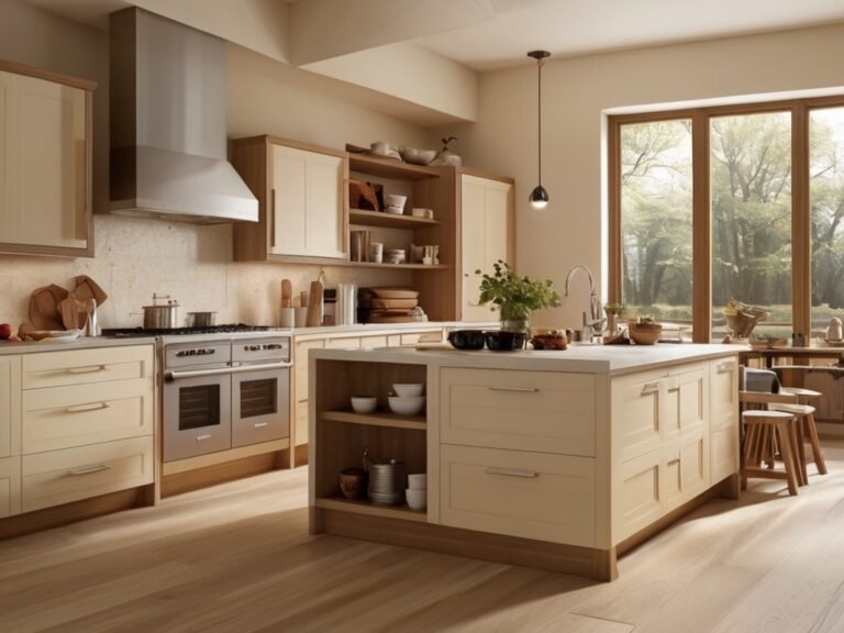 Cream Cabinets with Wood Accents