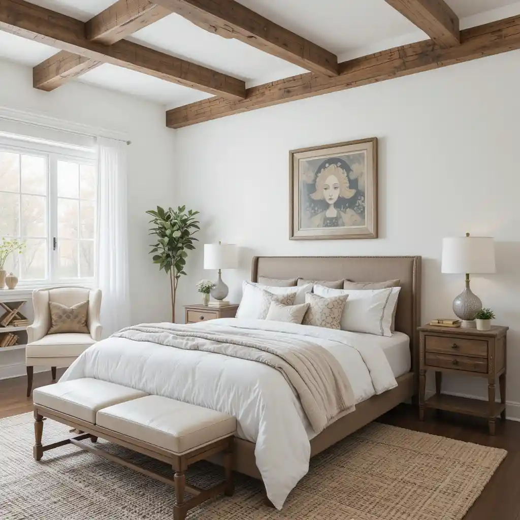 Crisp White Walls with Rustic Accents
