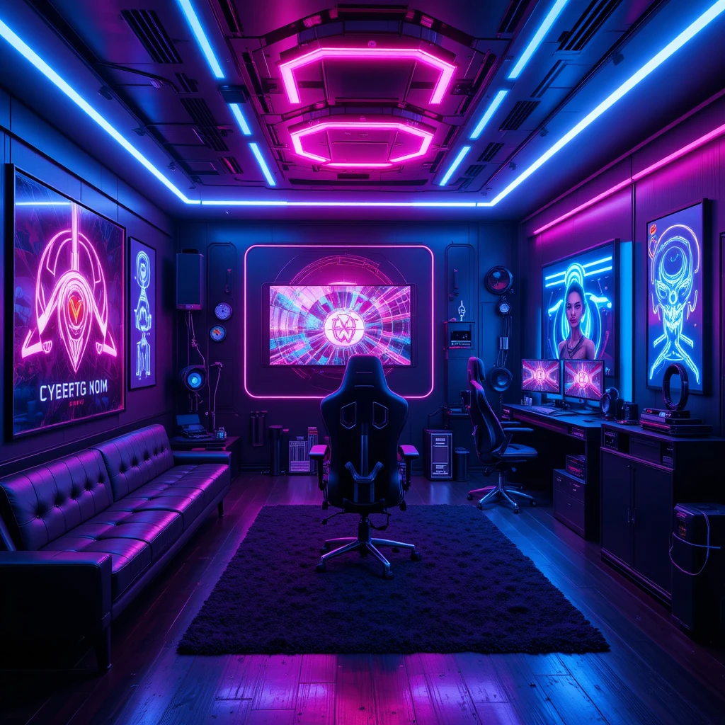 Cyberpunk-Inspired Gaming Room