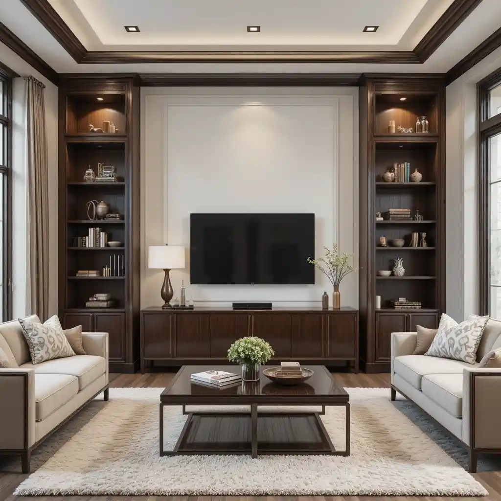 Dark Wood Accents with Light-Colored Walls