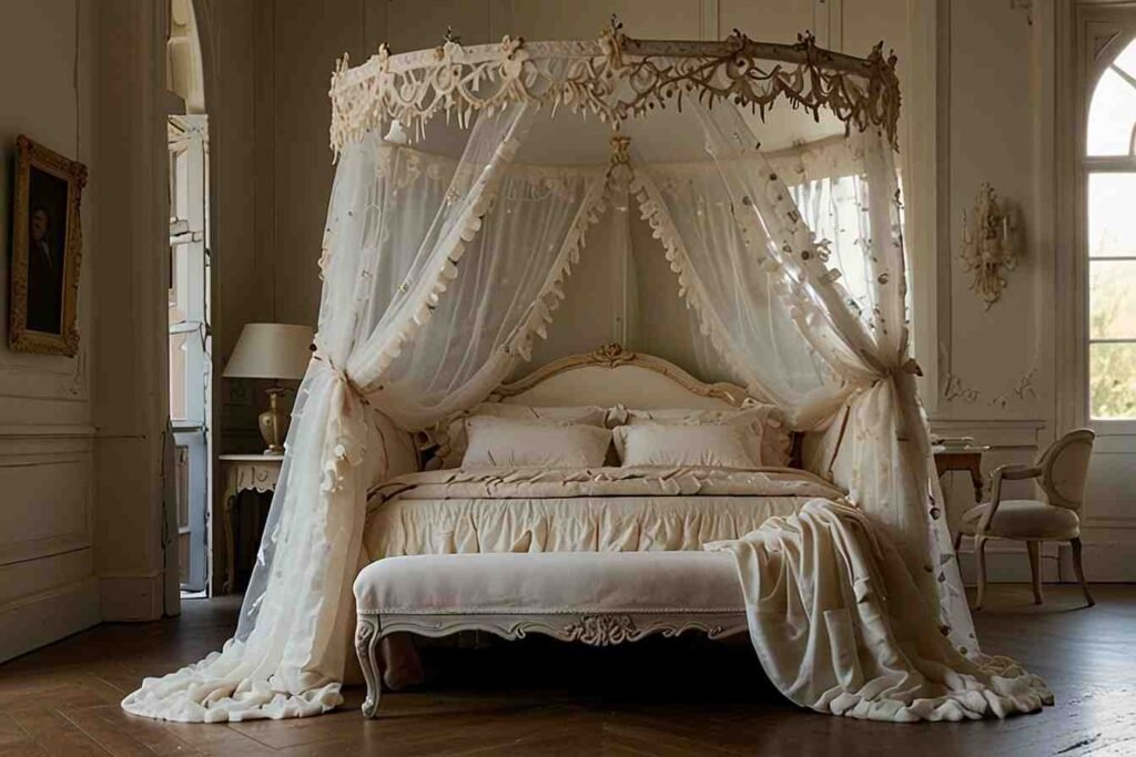 Delicate French-Style Bed Canopy with Lace