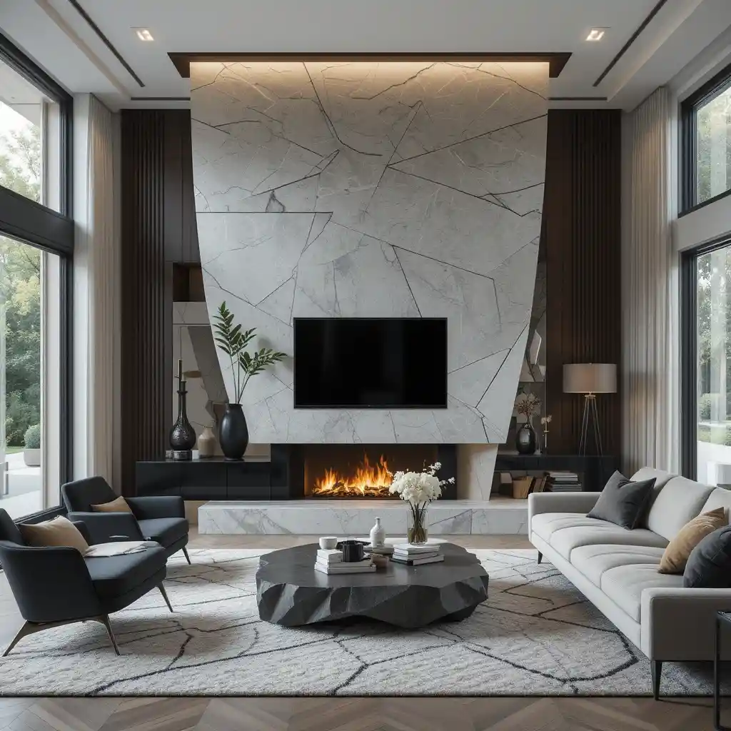 Fireplace with Asymmetrical Design