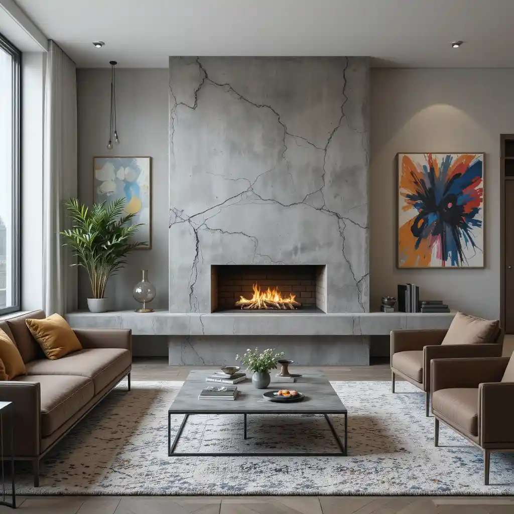 Fireplace with Concrete Surround