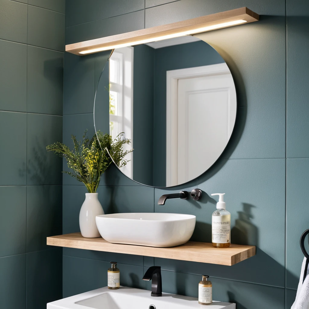 Floating Mirror with Shelf
