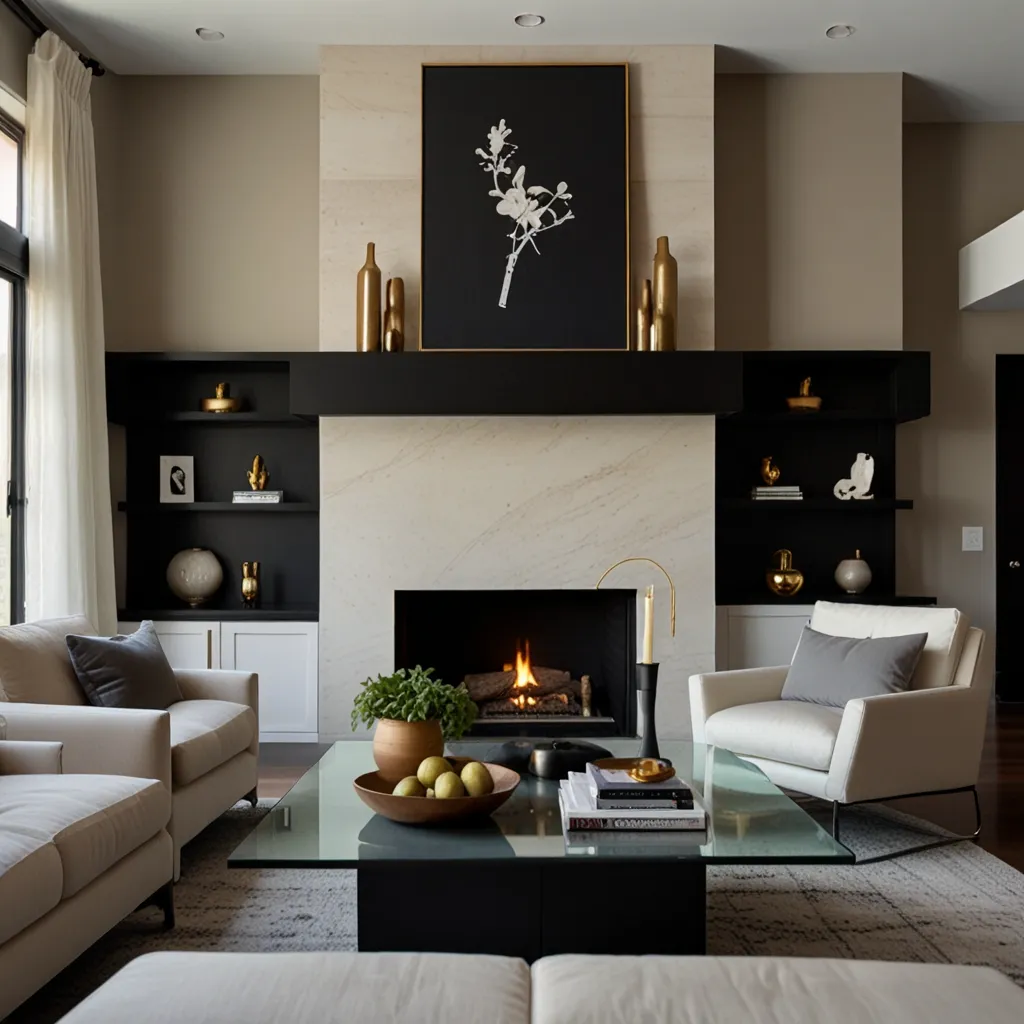 Floating Shelves with Minimalist Art