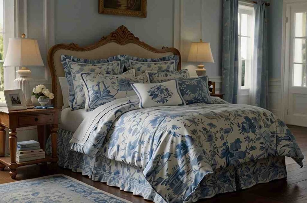French Blue and White Toile Bedding