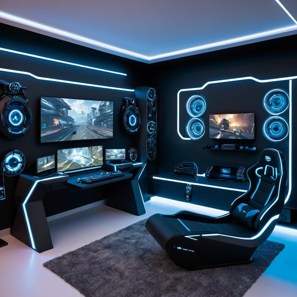 Futuristic Minimalist Gaming Room