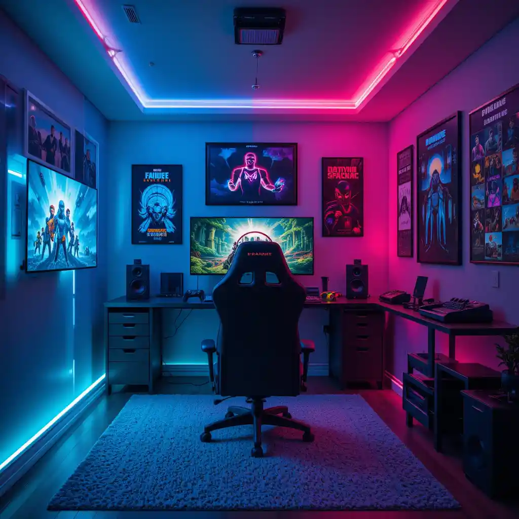 Gaming Paradise with Custom LED Lighting