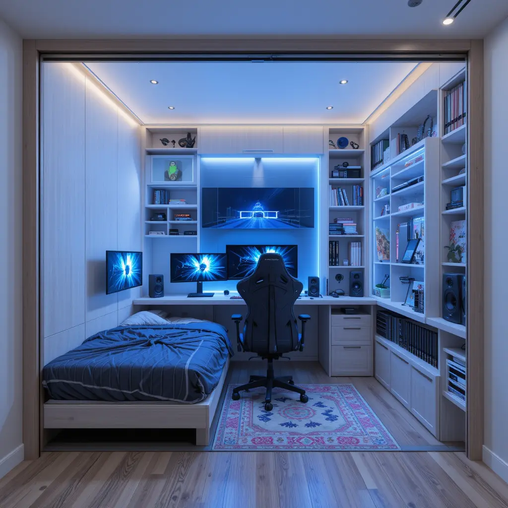 Gaming Room with Sliding Bed