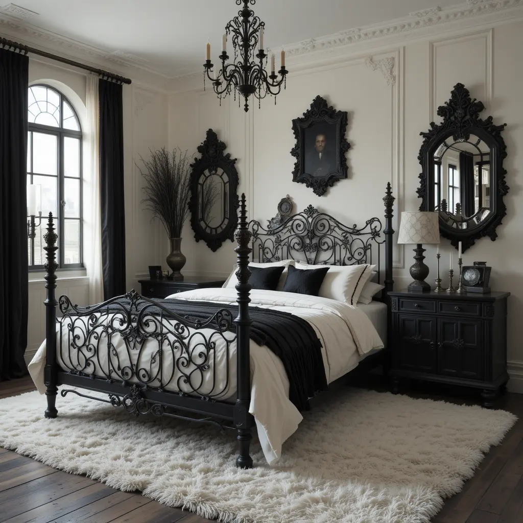 Gothic Black and Cream Bedroom