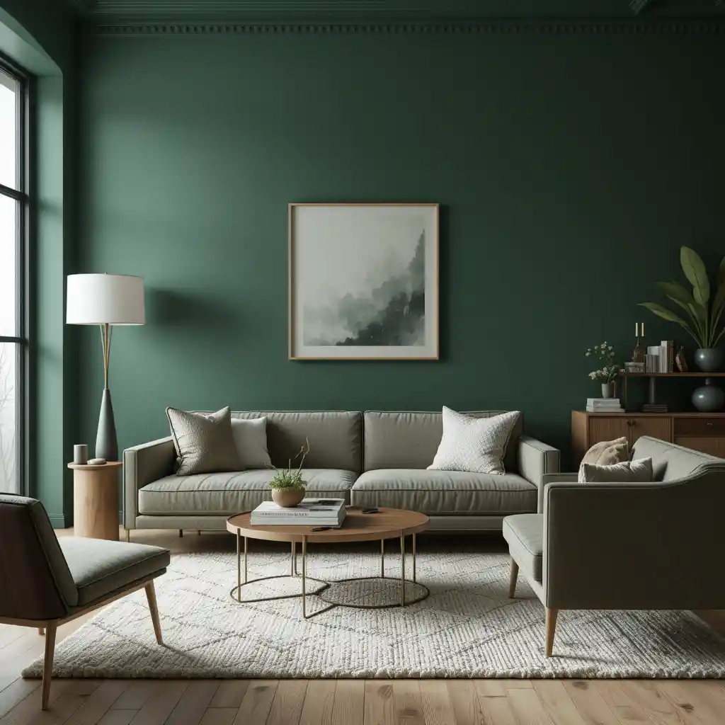 Green Walls with Minimalist Decor