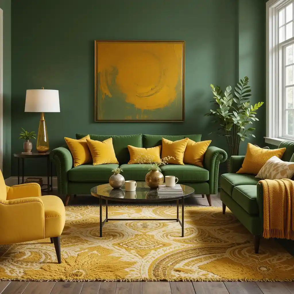 Green and Mustard Yellow Furniture Pairing