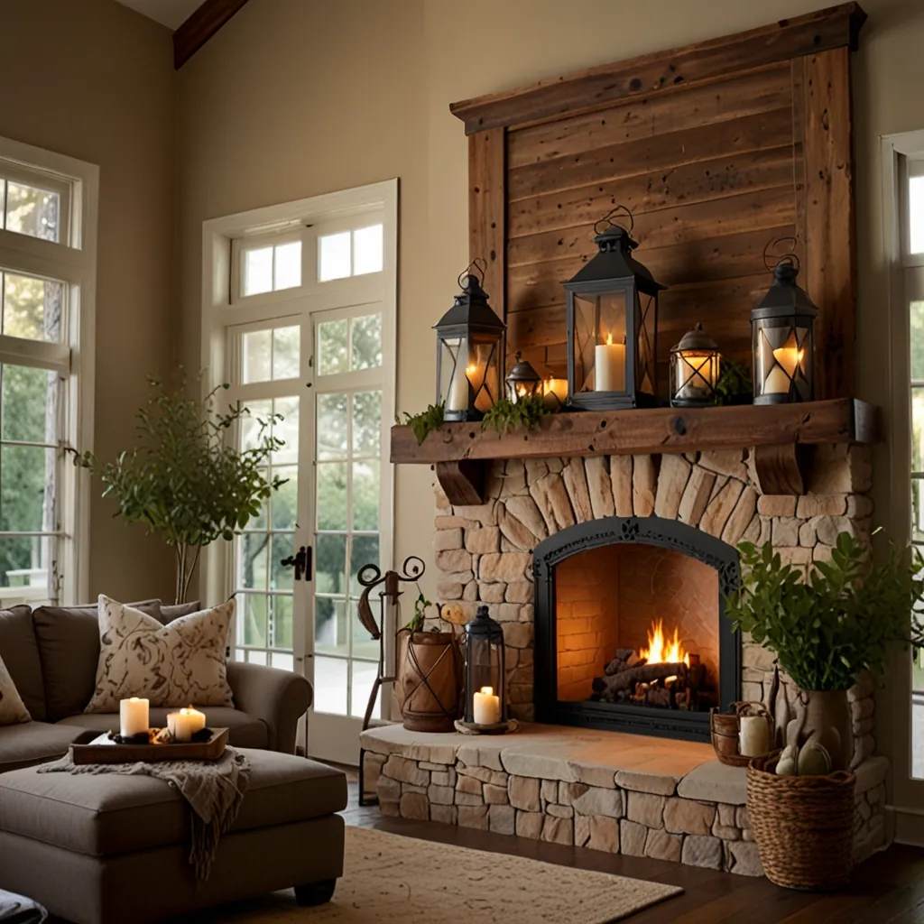 Hanging Lanterns Above the Mantle