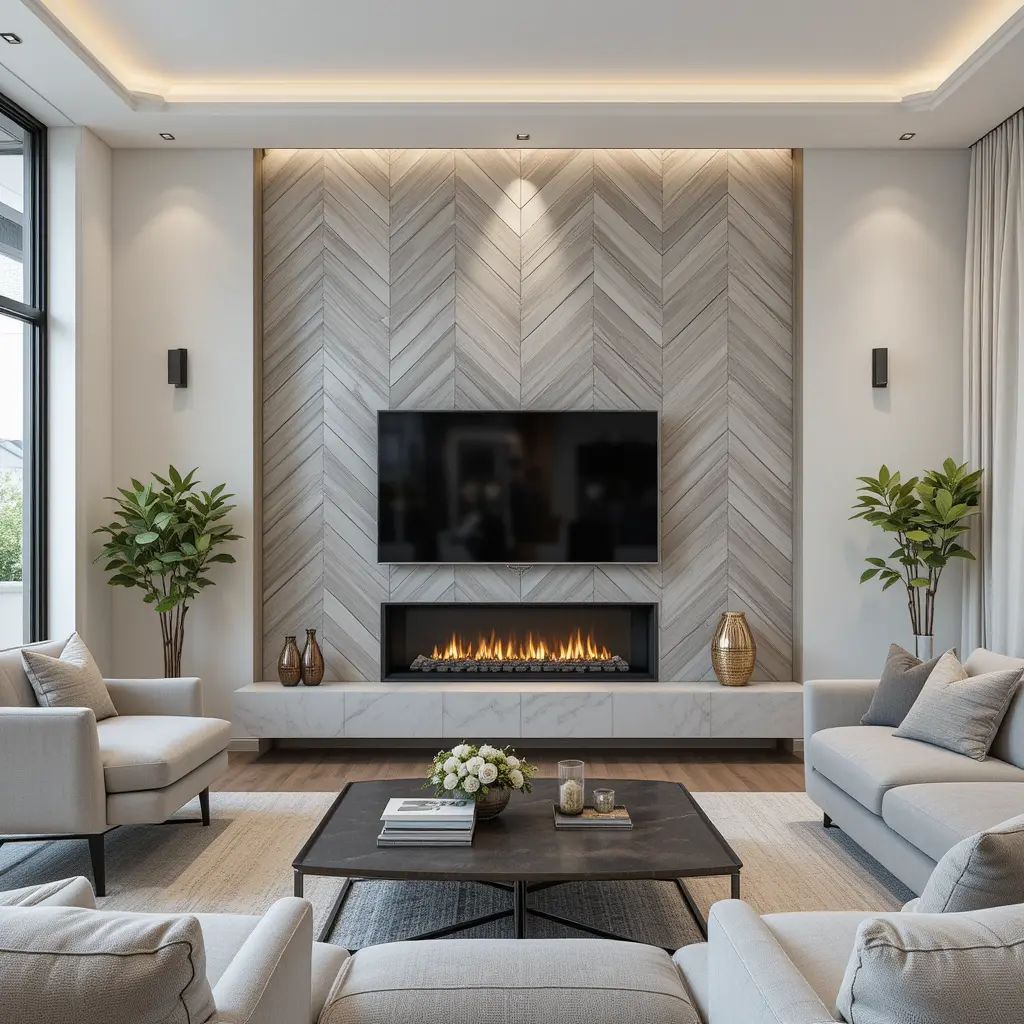 Herringbone Tile Wall